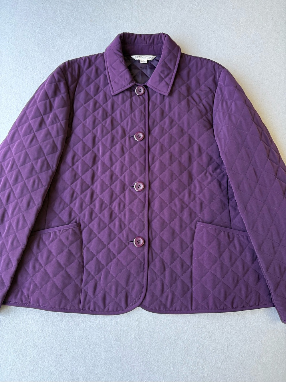 Pendleton Quilted Eggplant Purple Button Down Puffer Jacket Sz XL